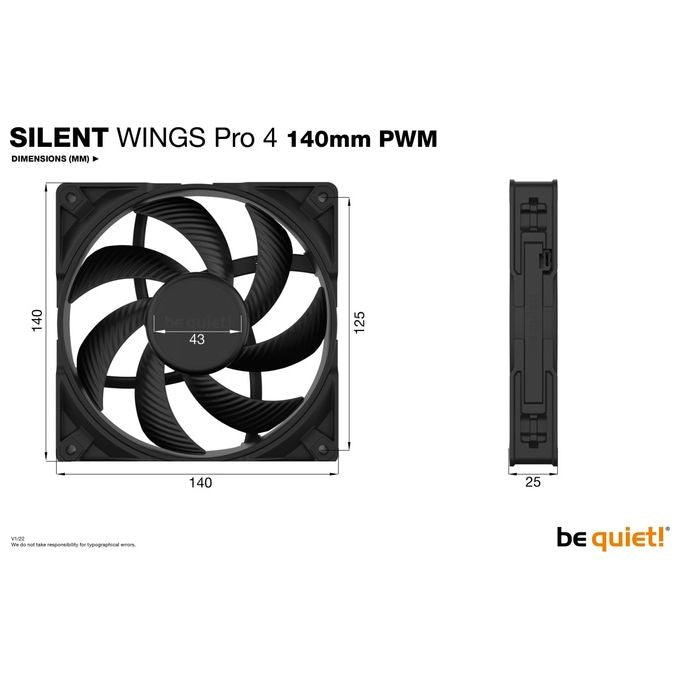Be quiet! BL099 SILENT WINGS PRO 4 Ventola per Case 140 mm PWM FDB 2400 rpm 165.5 m³-h 36.8 dB colore Nero