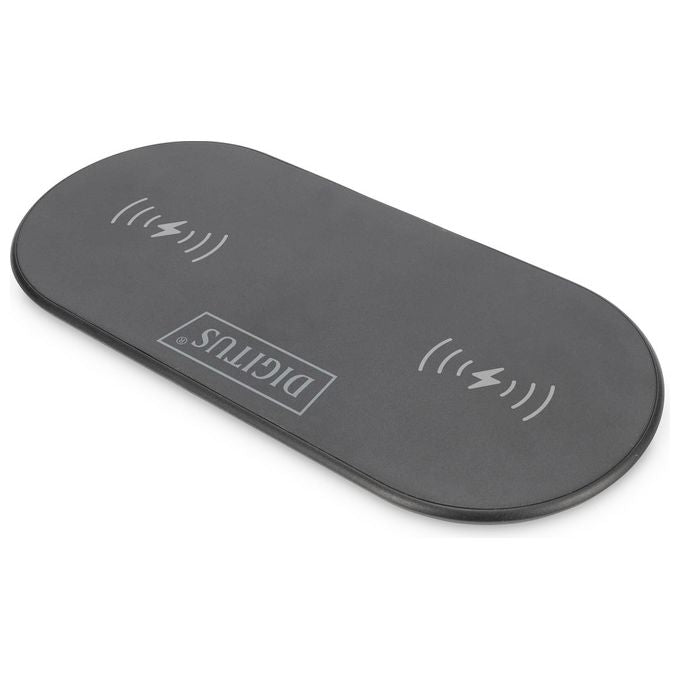 Digitus DA-10082 Pad di Ricarica Wireless Duo 2 Dispositivi 15W Qi Ricarica Rapida USB-C colore Nero