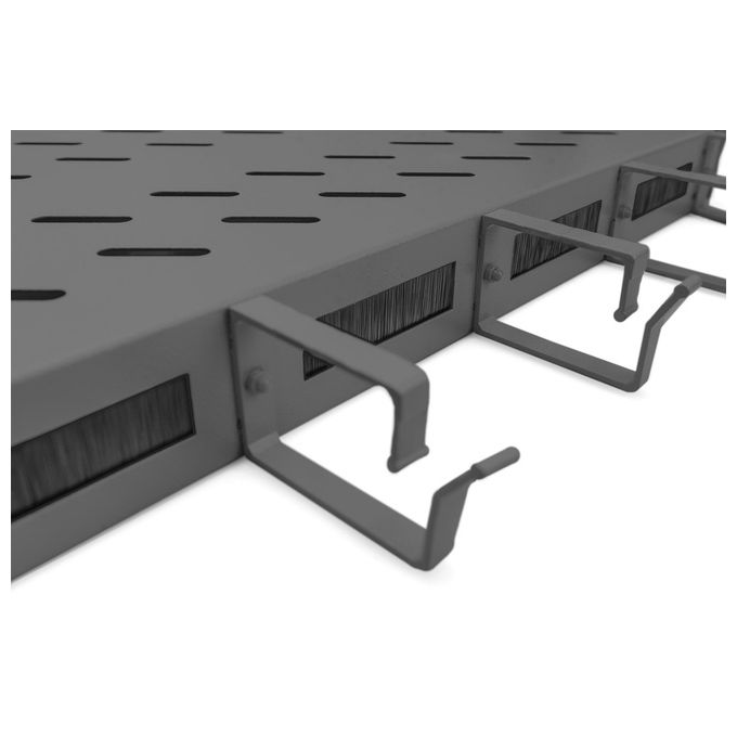 Digitus DN-97683 Mensola per Scaffale 1U Acciaio Portata 120 Kg con Gestione Cavi Anteriore colore Nero