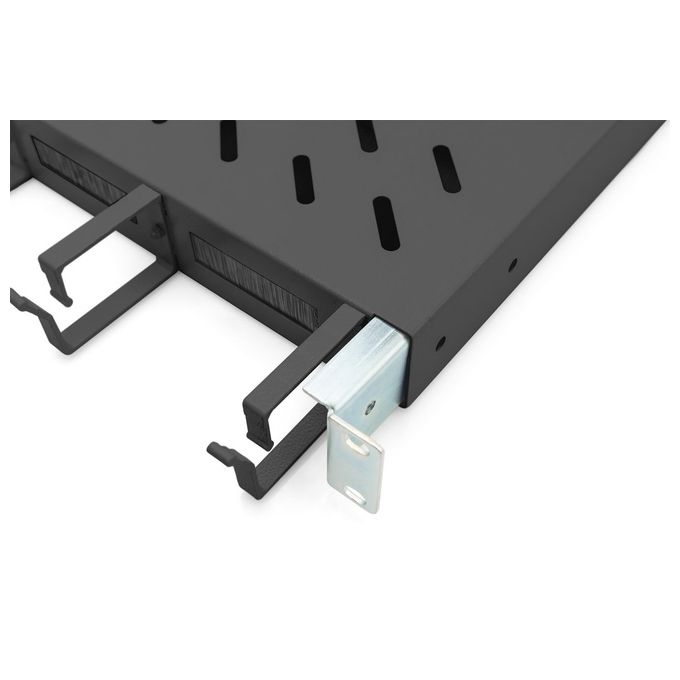 Digitus DN-97683 Mensola per Scaffale 1U Acciaio Portata 120 Kg con Gestione Cavi Anteriore colore Nero