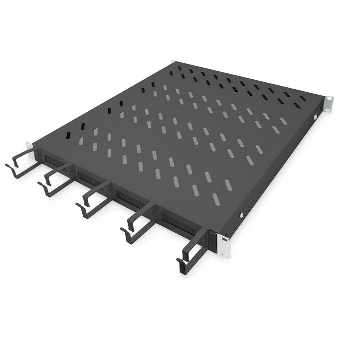 Digitus DN-97683 Mensola per Scaffale 1U Acciaio Portata 120 Kg con Gestione Cavi Anteriore colore Nero