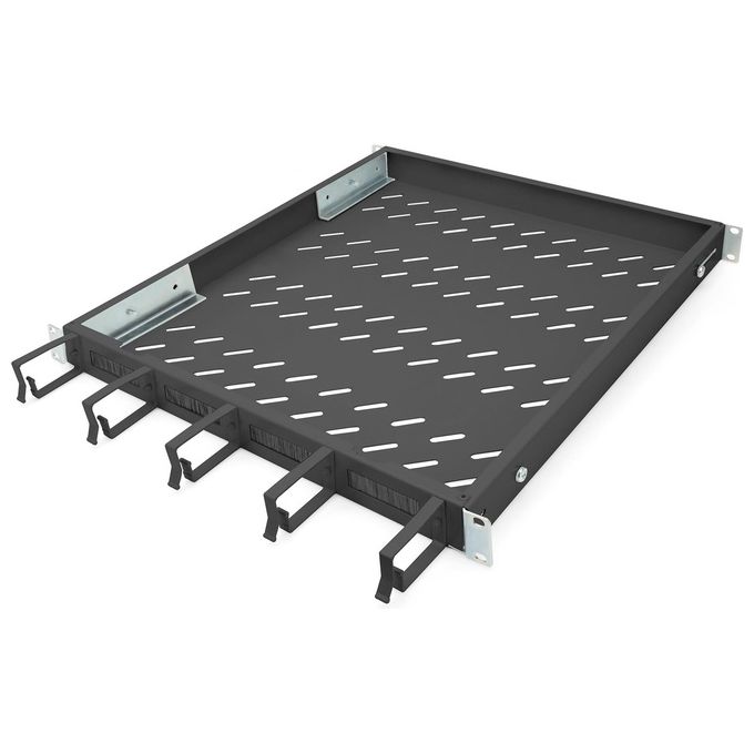 Digitus DN-97683 Mensola per Scaffale 1U Acciaio Portata 120 Kg con Gestione Cavi Anteriore colore Nero