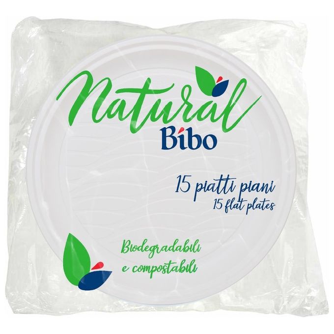 Bibo Piatto Piano 15 Pezzi Bianco Natura