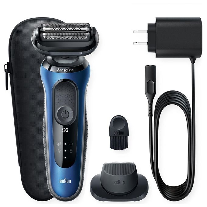 Braun 61-B1200S Series 6 Rasoio elettrico SensoFlex bagnato e secco 3 testine autonomia 50 min colore Nero Blu