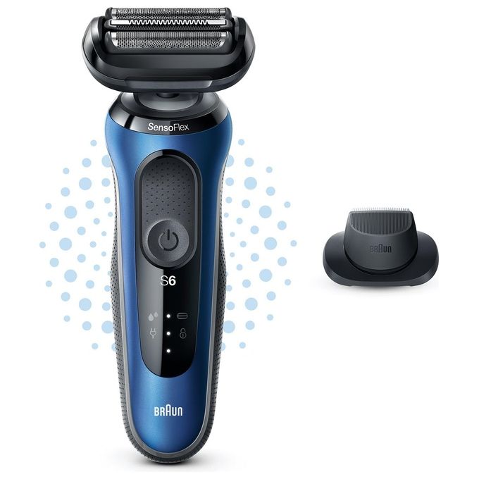 Braun 61-B1200S Series 6 Rasoio elettrico SensoFlex bagnato e secco 3 testine autonomia 50 min colore Nero Blu