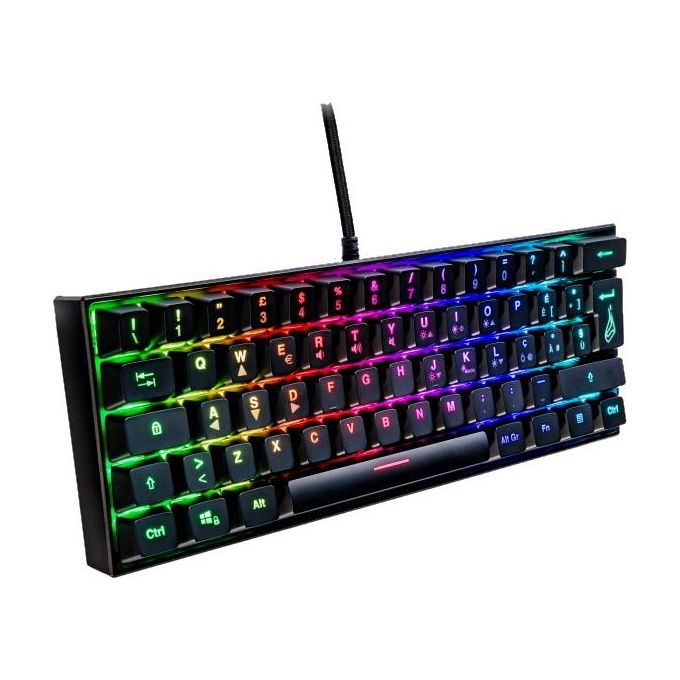 SureFire KINGPIN M1 Tastiera da gioco meccanica RGB 60% con switch rossi lineari anti-ghosting completo layout italiano QWERTY colore Nero