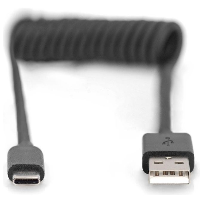 Digitus Cavo a Spirale Usb 2.0 da Usb-A a Usb-C 1mt