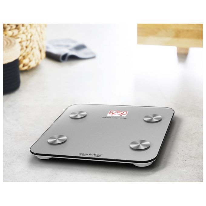 Rowenta BR9600S1 Goodvibes Life+ Bilancia Pesapersone 10 Misurazioni Corporee Bluetooth 160 Kg colore Argento