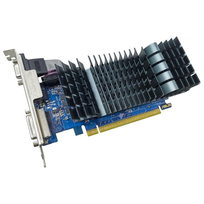 ASUS 90YV0ALA-M0NA00 GT710-SL-2GD5-BRK-EVO Scheda video GeForce GT 710 2 GB GDDR5 PCI Express 2.0 HDMI DVI VGA raffreddamento passivo colore Nero Blu