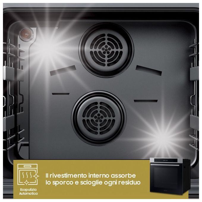 Samsung NV7B4040VBS Serie 4 Forno da incasso Elettrico Multifunzione 76 L Classe A+ Vapore Wi-Fi 20 programmi (60x60x57 cm) colore Nero Inox