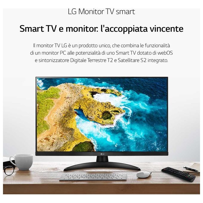 LG 27TQ615SPZ Monitor Smart TV 27'' IPS Full HD webOS DVB-T2 S2 colore Nero