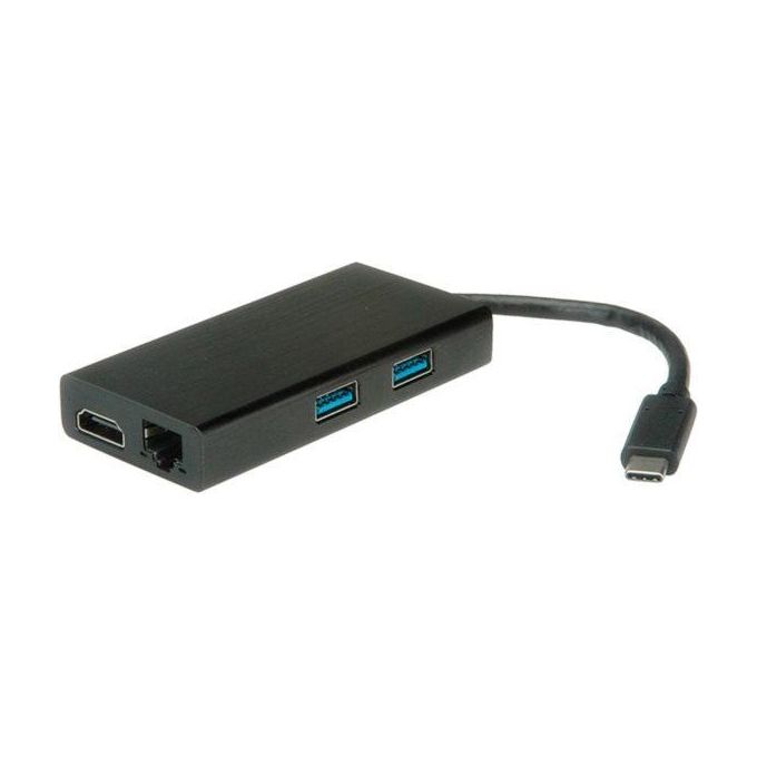 ITB ROS3251 Docking Station USB 3.2 Gen 1 Type-C con HDMI 4K USB 3.0 Fast Ethernet e Lettore SD MicroSD colore Nero