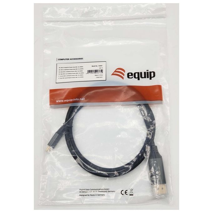 Equip Cavo e Adattatore Video 1mt Usb Tipo-c DisplayPort Grigio