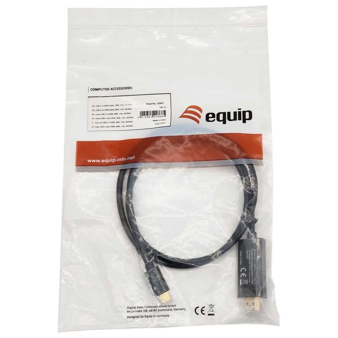 Equip Cavo e Adattatore Video 1mt Usb Tipo-c Hdmi Tipo a (Standard) Nero