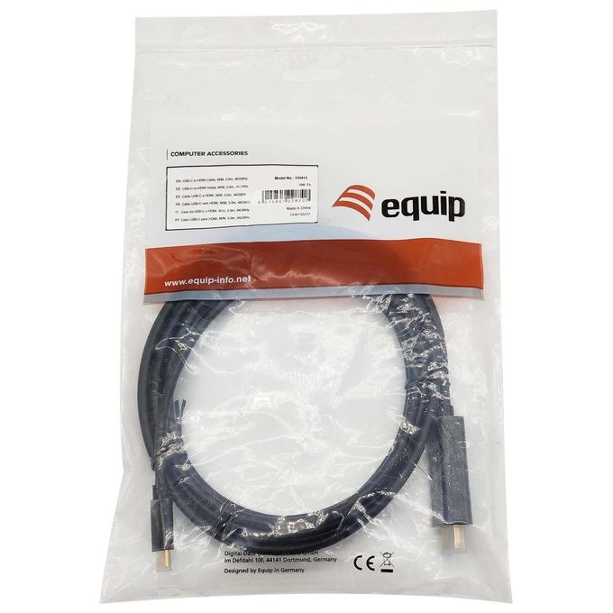 Equip Cavo e Adattatore Video 3mt Usb Tipo-c Hdmi Tipo a (Standard) Nero