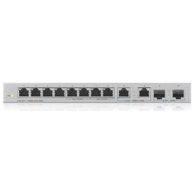 ZYXEL XGS1010-12-ZZ0102F Switch Ethernet Non Gestito 12 Porte con 8 Porte Gigabit 2 Porte 2.5G e 2 SFP+ 10G colore Grigio