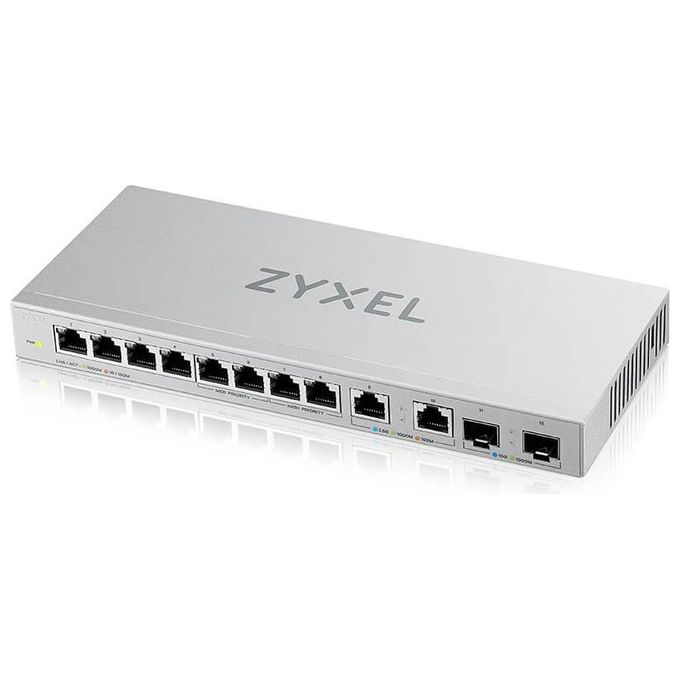 ZYXEL XGS1010-12-ZZ0102F Switch Ethernet Non Gestito 12 Porte con 8 Porte Gigabit 2 Porte 2.5G e 2 SFP+ 10G colore Grigio