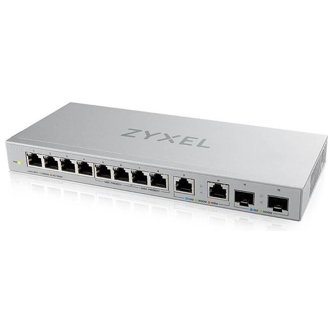 ZYXEL XGS1010-12-ZZ0102F Switch Ethernet Non Gestito 12 Porte con 8 Porte Gigabit 2 Porte 2.5G e 2 SFP+ 10G colore Grigio
