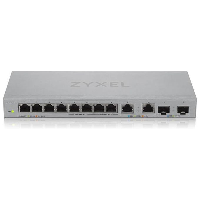 ZYXEL XGS1010-12-ZZ0102F Switch Ethernet Non Gestito 12 Porte con 8 Porte Gigabit 2 Porte 2.5G e 2 SFP+ 10G colore Grigio