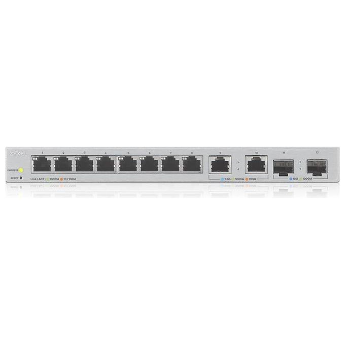 Zyxel XGS1210-12-ZZ0102F Switch Gestito con 8 Porte Gigabit Ethernet 10-100-1000 2 Porte 2.5G 2 Slot SFP+ 10G colore Grigio