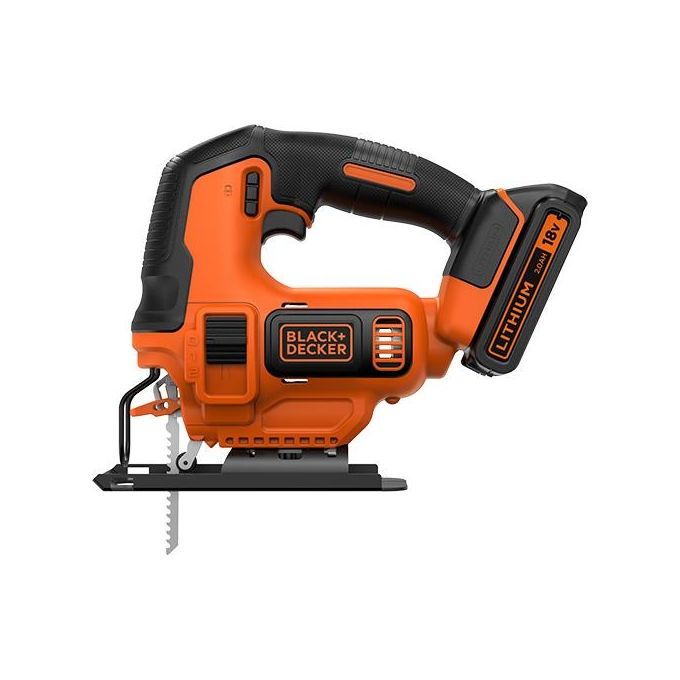 Black+decker BDCJS18 Seghetto Alternativo a Batteria Litio 18V 2.0Ah Azione Pendolare Taglio Legno Metallo Plastica