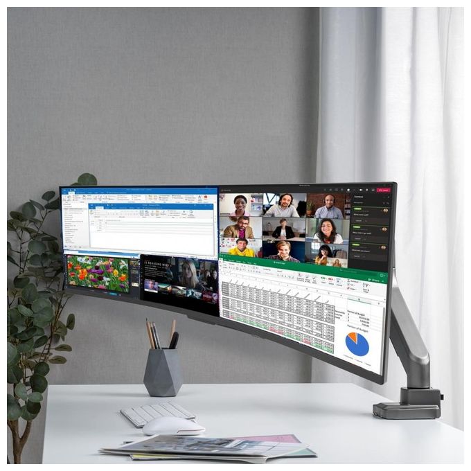 V7 DM1HDS Supporto da Scrivania per Monitor Singolo Braccio a Molla a Gas fino a 49'' 15 Kg VESA 75x75 100x100 colore Nero Argento