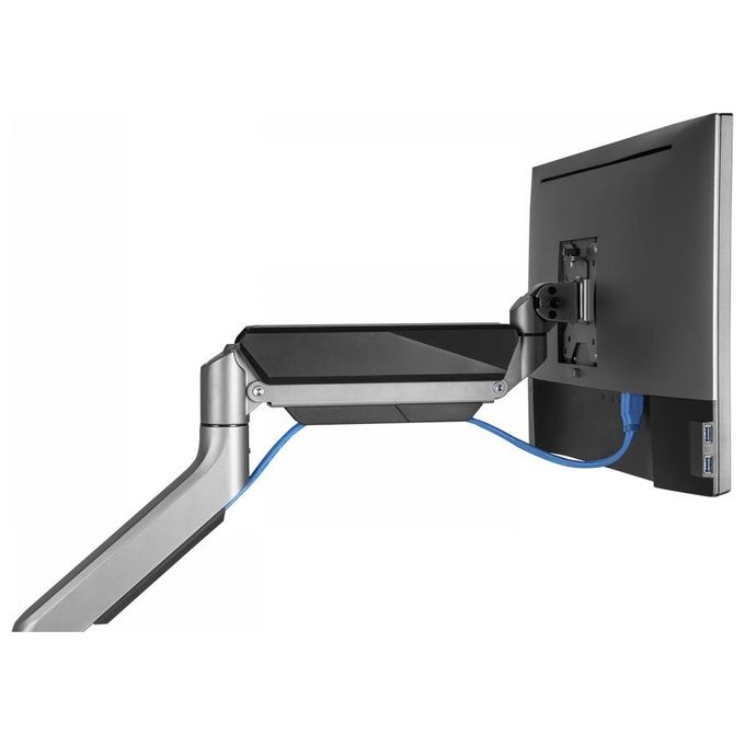 V7 DM1HDS Supporto da Scrivania per Monitor Singolo Braccio a Molla a Gas fino a 49'' 15 Kg VESA 75x75 100x100 colore Nero Argento