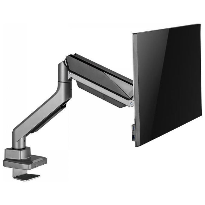 V7 DM1HDS Supporto da Scrivania per Monitor Singolo Braccio a Molla a Gas fino a 49'' 15 Kg VESA 75x75 100x100 colore Nero Argento