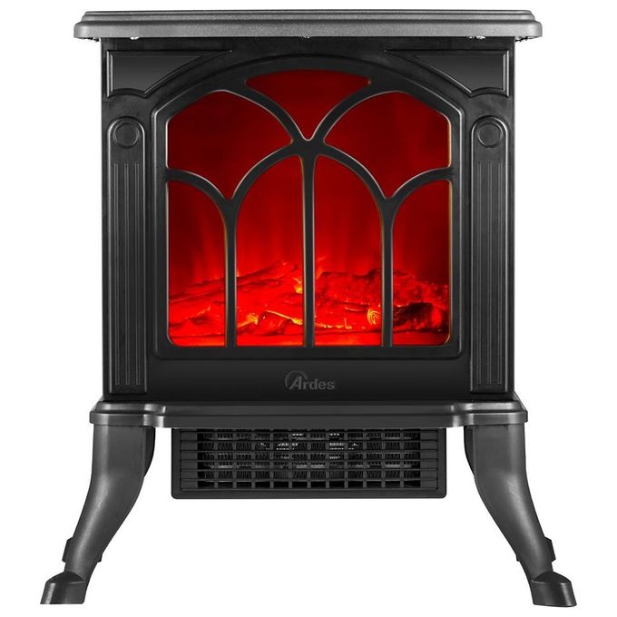 Ardes AR354 Camino Junior Caminetto Elettrico Freestanding 1500 W 2 Livelli Riscaldamento con Termostato e Protezione Surriscaldamento colore Nero