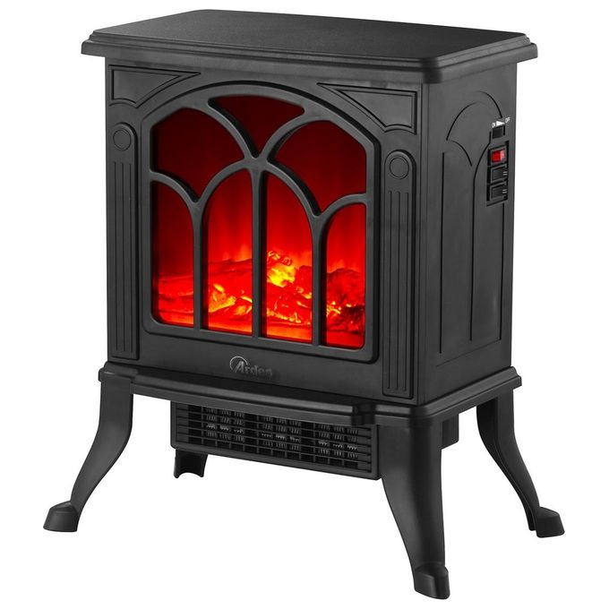 Ardes AR354 Camino Junior Caminetto Elettrico Freestanding 1500 W 2 Livelli Riscaldamento con Termostato e Protezione Surriscaldamento colore Nero