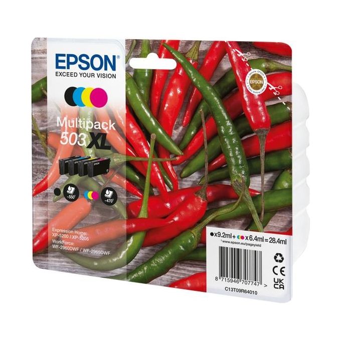 Epson C13T09R64010 Serie Peperoncini Cartucce Inkjet 4 Pezzi Resa 1960 Pagine Nero Ciano Magenta Giallo colore Nero Ciano Magenta Giallo