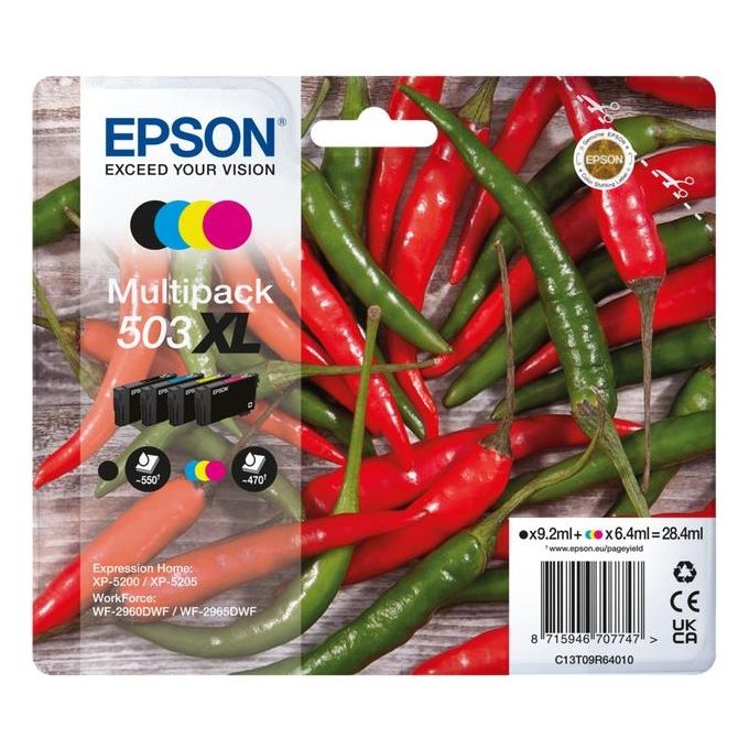 Epson C13T09R64010 Serie Peperoncini Cartucce Inkjet 4 Pezzi Resa 1960 Pagine Nero Ciano Magenta Giallo colore Nero Ciano Magenta Giallo