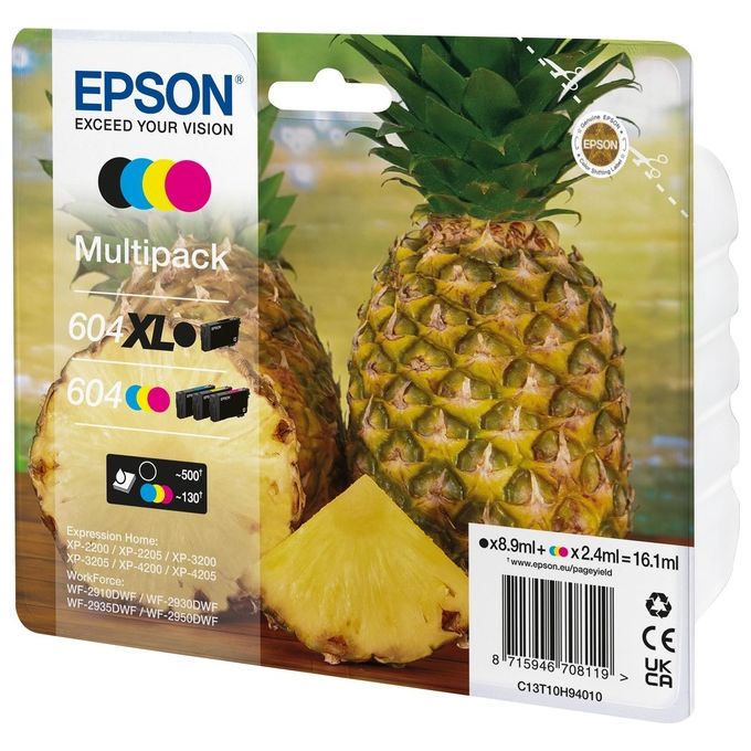 Epson 604XL C13T10H94020 Multipack Cartucce Originali Resa elevata XL 4 pz colore Nero Ciano Magenta Giallo