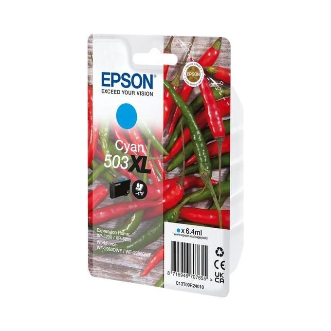 Epson C13T09R24010 Serie 503XL Cartuccia d'Inchiostro Originale Formato XL 6,4 ml Resa 470 Pagine colore Ciano