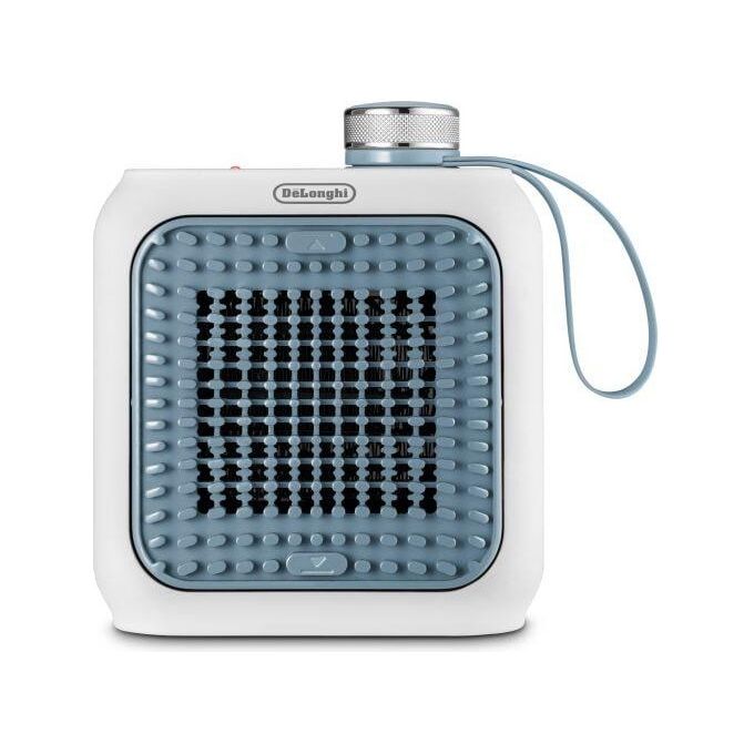 De'Longhi HFX10B03.LB Capsule Desk Termoventilatore da tavolo ceramico 360 W 2 livelli di calore termostato meccanico colore Grigio Blu