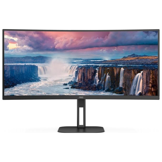 AOC CU34V5C-BK Monitor PC 34'' WQHD 3440x1440 LED VA Curvo 100Hz FreeSync USB-C 65W Altoparlanti 10W Regolabile Altezza VESA colore Nero
