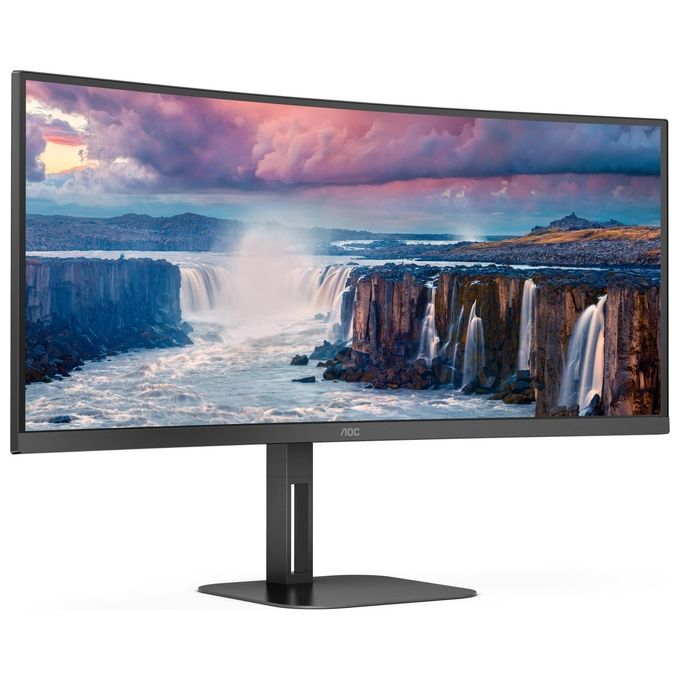 AOC CU34V5C-BK Monitor PC 34'' WQHD 3440x1440 LED VA Curvo 100Hz FreeSync USB-C 65W Altoparlanti 10W Regolabile Altezza VESA colore Nero