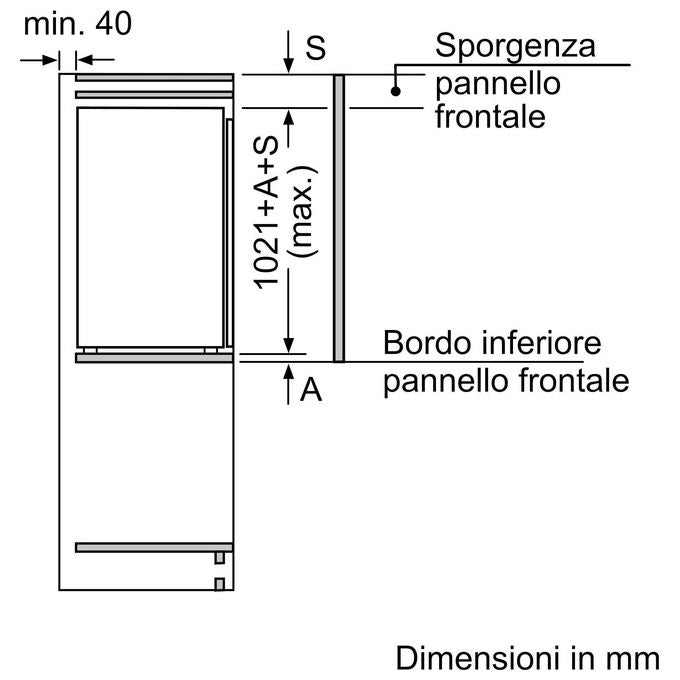 Bosch KIR31VFE0 Serie 4 Frigorifero Monoporta da incasso 165 L 102,1 cm Classe E 35 dB FreshSense MultiBox XXL colore Bianco