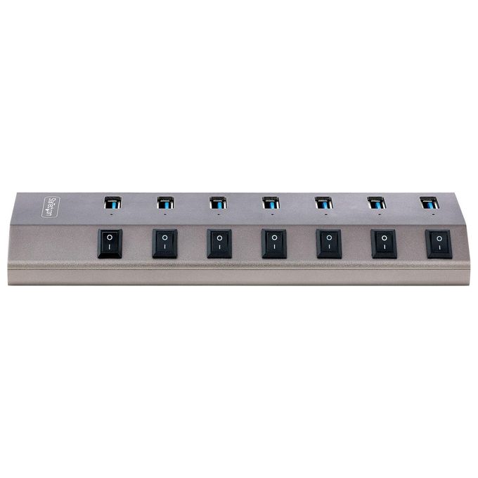 StarTech.com 5G7AIBS-USB-HUB-EU Hub USB 7 Porte Autoalimentato con Interruttori Individuali USB 3.2 Gen 1 5Gbps Cavo USB-C e USB-A Incluso colore Grigio