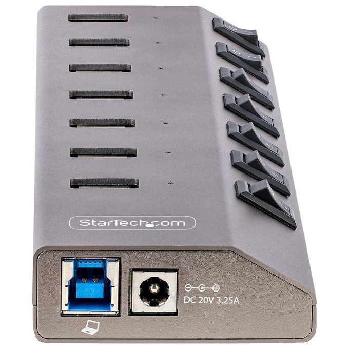 StarTech.com 5G7AIBS-USB-HUB-EU Hub USB 7 Porte Autoalimentato con Interruttori Individuali USB 3.2 Gen 1 5Gbps Cavo USB-C e USB-A Incluso colore Grigio