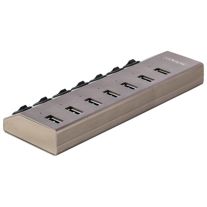 StarTech.com 5G7AIBS-USB-HUB-EU Hub USB 7 Porte Autoalimentato con Interruttori Individuali USB 3.2 Gen 1 5Gbps Cavo USB-C e USB-A Incluso colore Grigio