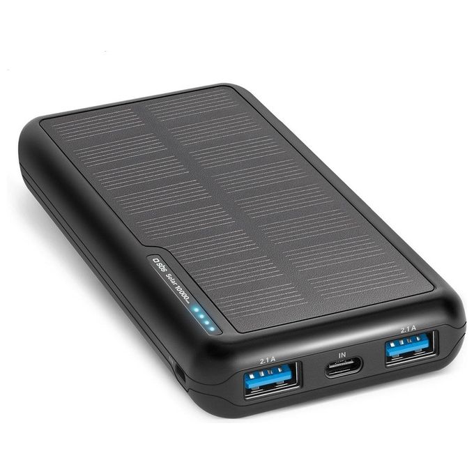 SBS TTBB10000SK Power Bank con Pannello Solare 10000 mAh Fast Charge 2x USB-A 10W USB-C Intelligent Charge colore Nero