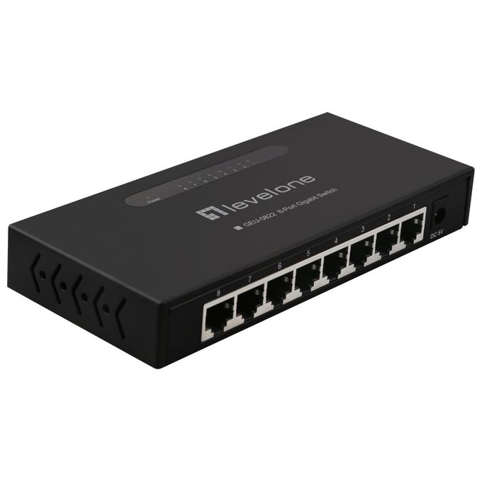 LevelOne GEU-0822 Switch di rete Non gestito 8 porte Gigabit Ethernet 10-100-1000 Supporto Jumbo Frames colore Nero