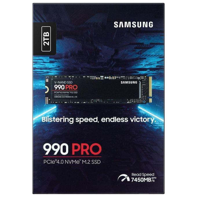 Samsung MZ-V9P2T0BW 990 PRO SSD Interno M.2 2TB PCIe 4.0 x4 NVMe Lettura 7450 MB-s Scrittura 6900 MB-s Compatibile PS5