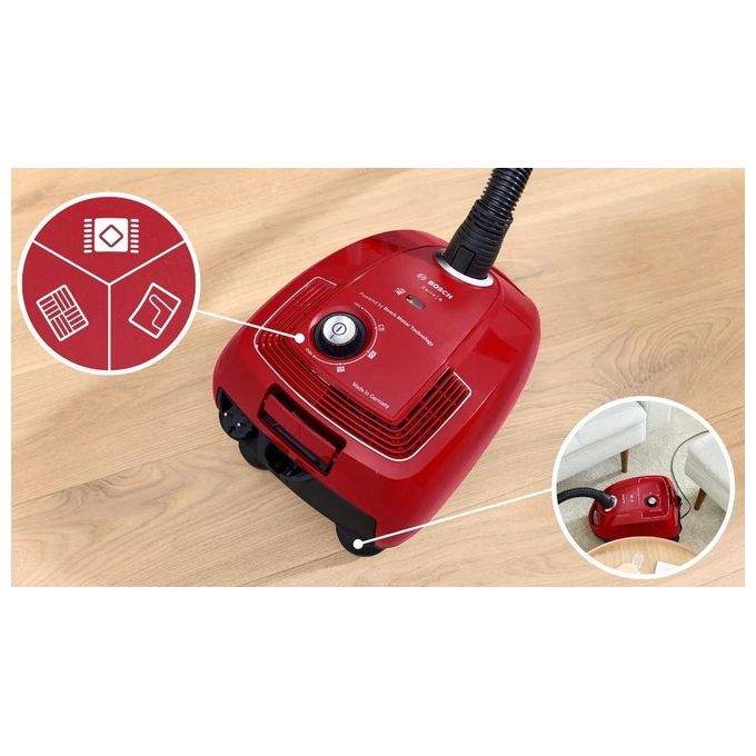 Bosch BGD38RD1H Serie 4 Aspirapolvere con sacchetto Microfiltrazione 4 L 600 W 79 dB colore Rosso