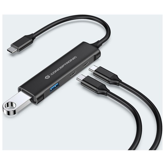 Conceptronic HUBBIES12B Hub di Interfaccia Usb 3.2 Gen 1 Type-C 5000 Mbit-s Nero