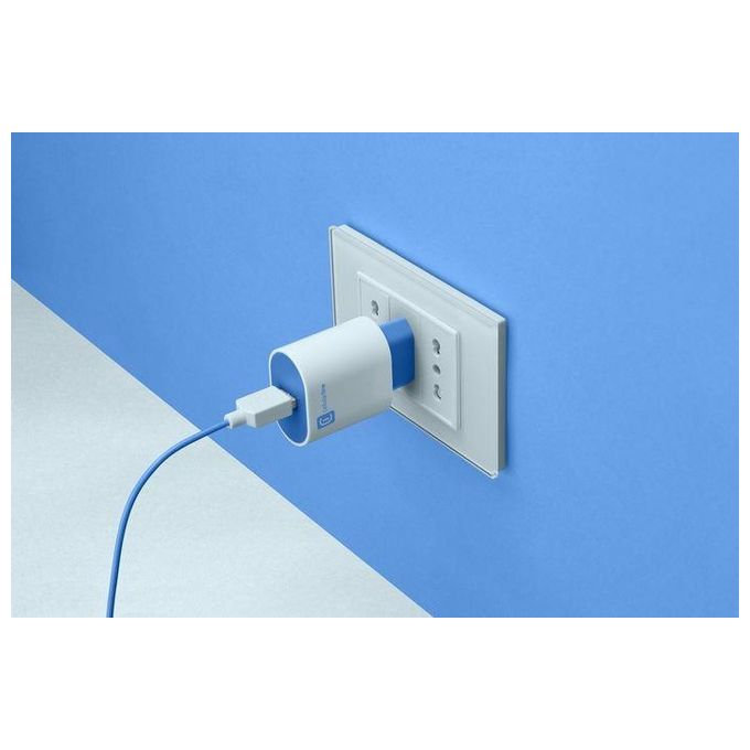 Cellularline ACHUSBSMART12WB Stylecolor Caricabatterie da Rete 12W USB Universale protezione surriscaldamento colore Blu