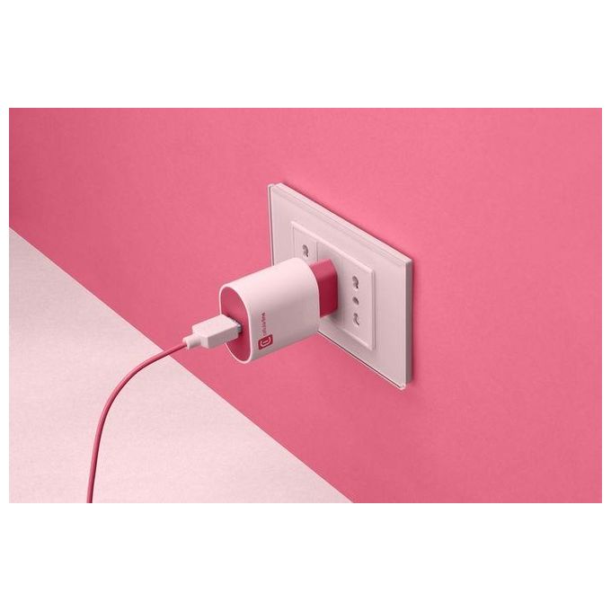Cellular Line USB Charger #Stylecolor Universal Caricabatterie da Rete 12W Colorato Rosa