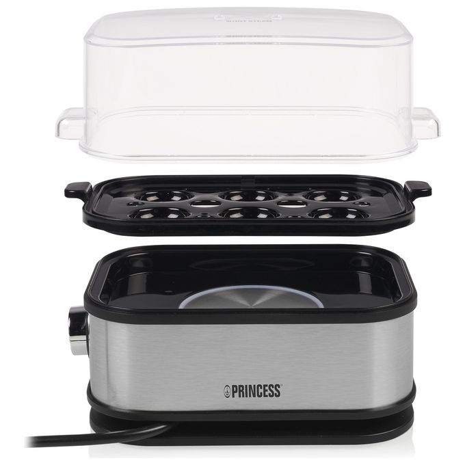 Princess 01.262046.01.001 Cuociuova 6 Uova 400 W Acciaio Inox Senza BPA con Misurino colore Nero Argento