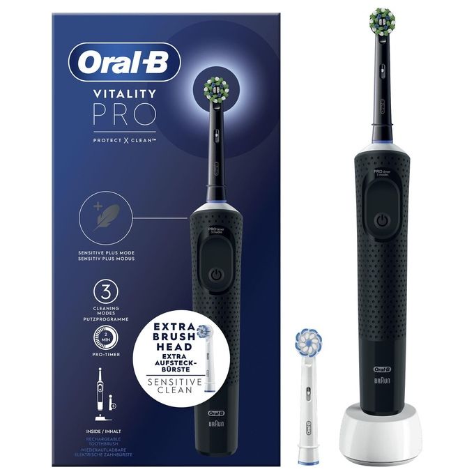 Oral-B ORBVITPROBK Vitality Pro Spazzolino elettrico rotante-oscillante 3 modalita' timer 2 min colore Nero